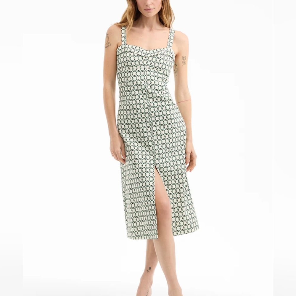 Veronica Beard Green and White Midi Dress